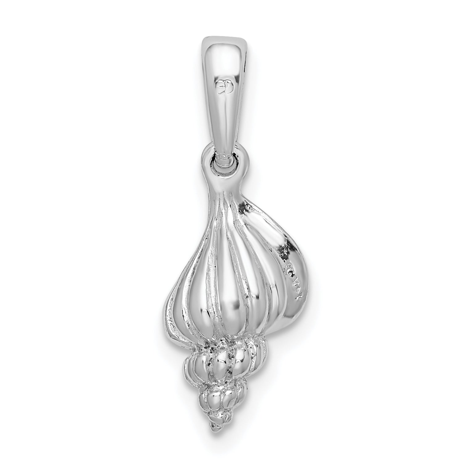 Sterling Silver De-Ani Rhodium-Plated Polished 3D Wentletrap Shell Pendant