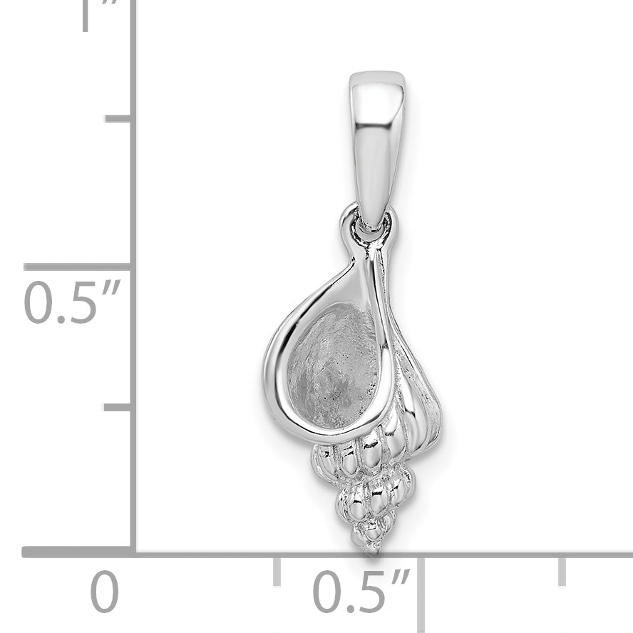Sterling Silver De-Ani Rhodium-Plated Polished 3D Wentletrap Shell Pendant