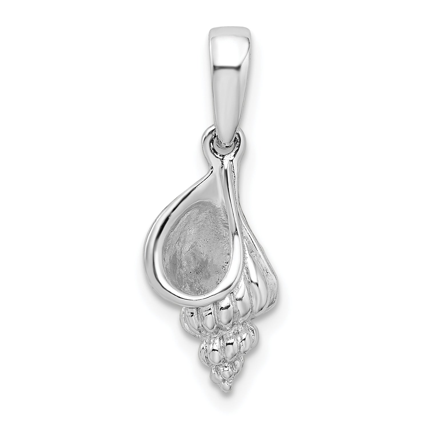 Sterling Silver De-Ani Rhodium-Plated Polished 3D Wentletrap Shell Pendant