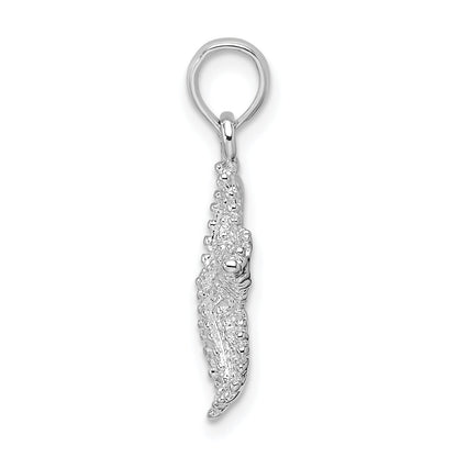 Sterling Silver De-Ani Rhodium-Plated Polished Beaded Starfish Pendant