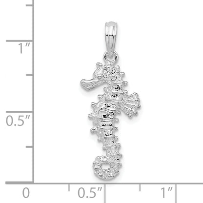 Sterling Silver De-Ani Rhodium-Plated Polished 3D Seahorse Pendant
