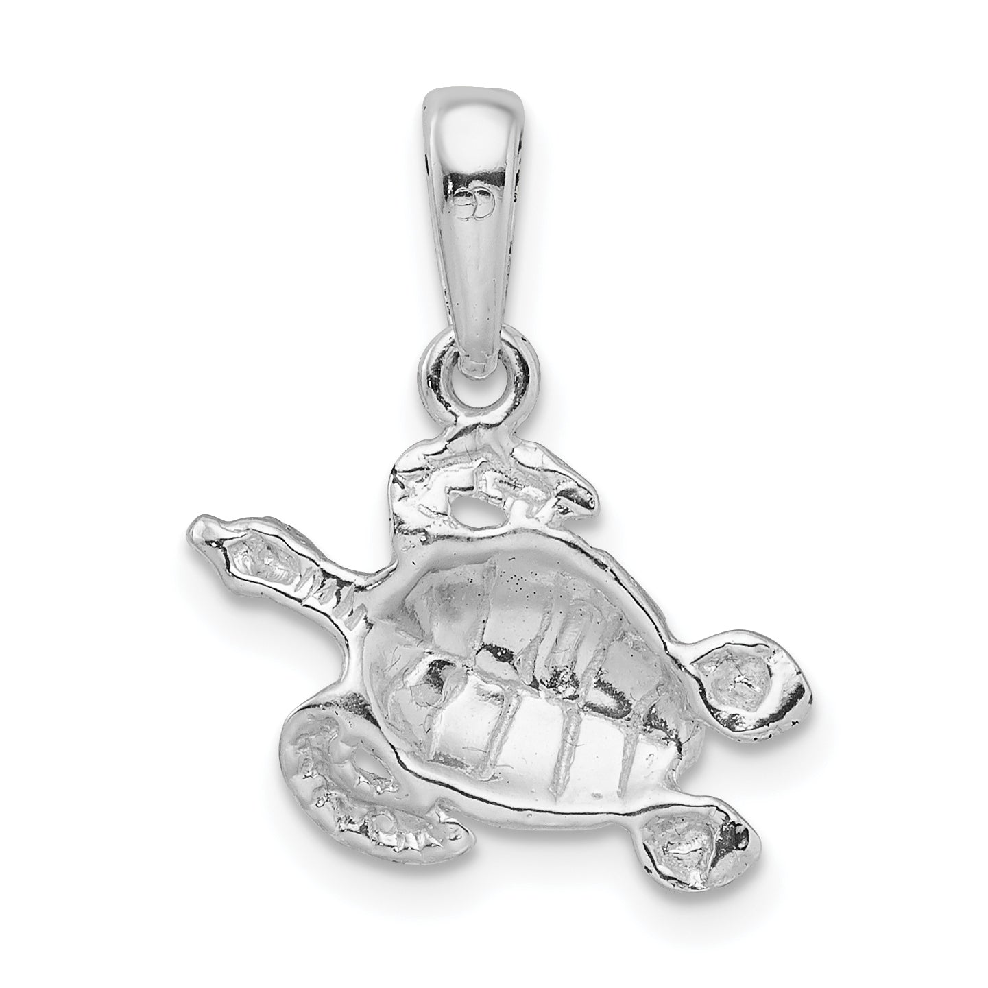Sterling Silver De-Ani Rhodium-Plated Polished Sea Turtle Pendant