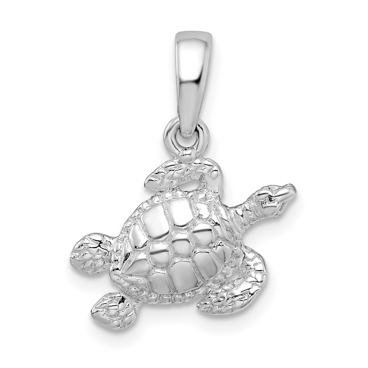 Sterling Silver De-Ani Rhodium-Plated Polished Sea Turtle Pendant
