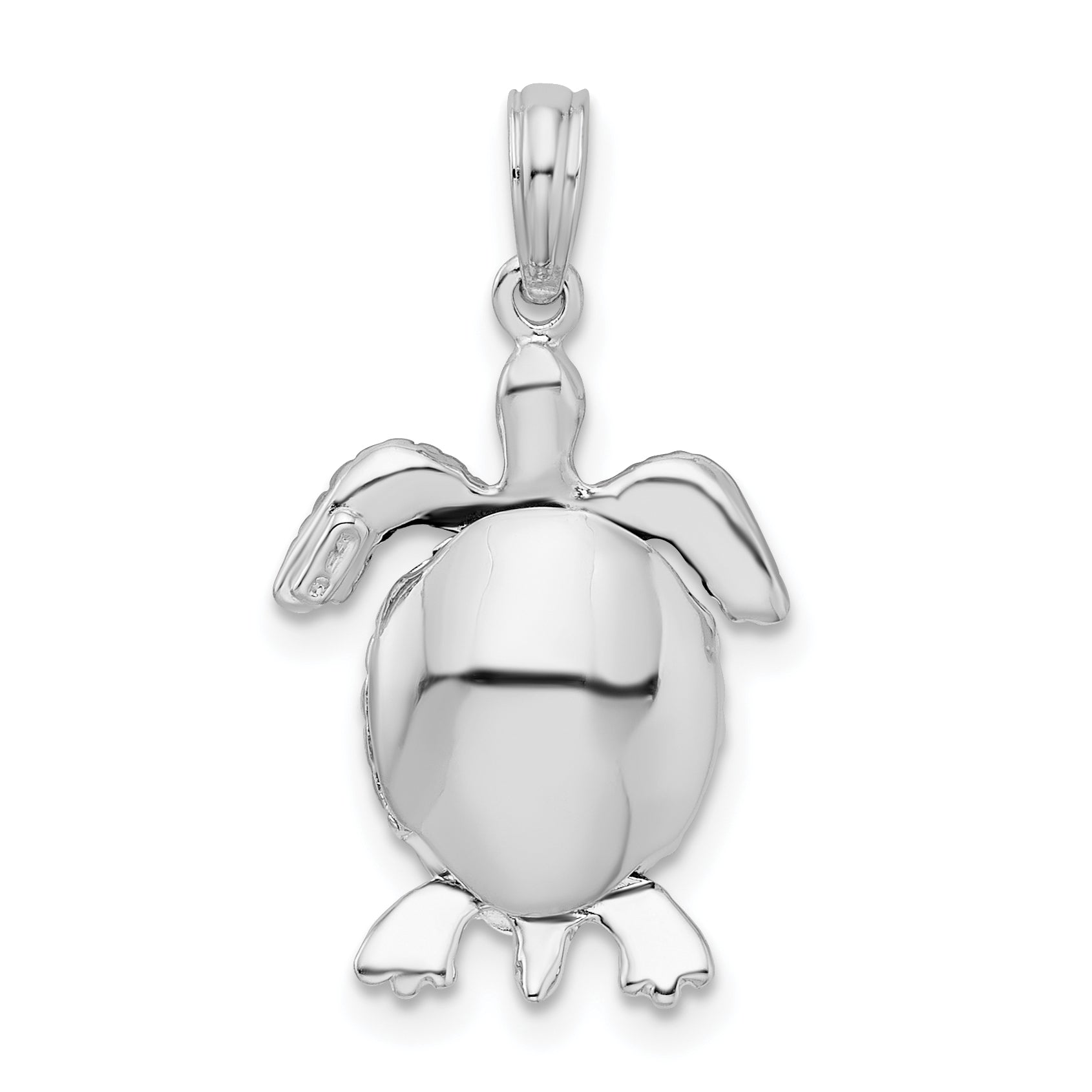 Sterling Silver De-Ani Rhodium-Plated Polished 3D Moveable Sea Turtle Pendant