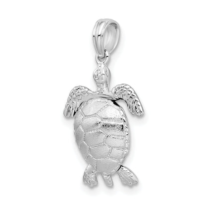 Sterling Silver De-Ani Rhodium-Plated Polished 3D Moveable Sea Turtle Pendant