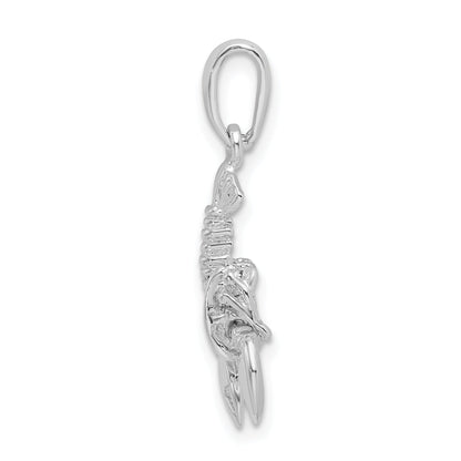Sterling Silver De-Ani Rhodium-Plated Polished 3D Moveable Lobster Pendant