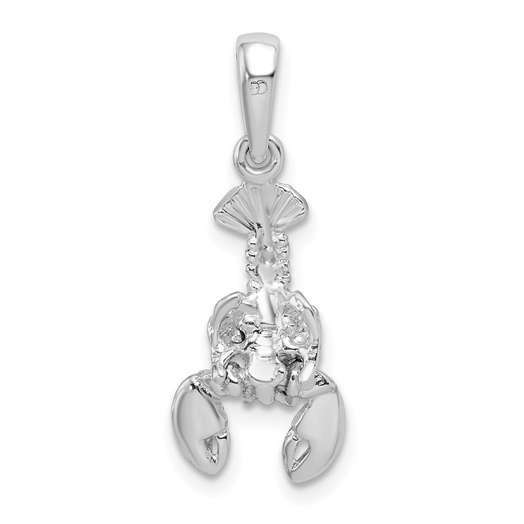 Sterling Silver De-Ani Rhodium-Plated Polished 3D Moveable Lobster Pendant