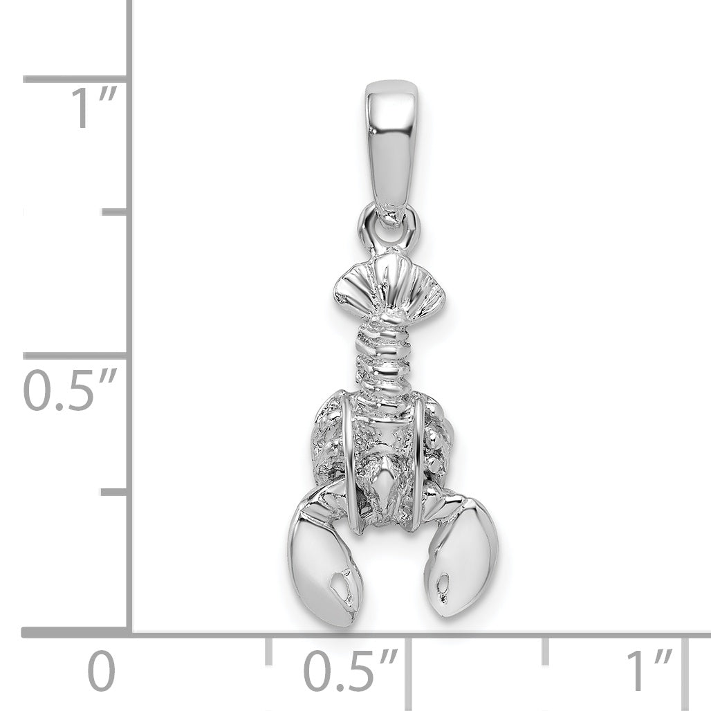 Sterling Silver De-Ani Rhodium-Plated Polished 3D Moveable Lobster Pendant