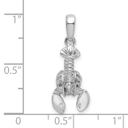 Sterling Silver De-Ani Rhodium-Plated Polished 3D Moveable Lobster Pendant