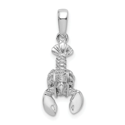 Sterling Silver De-Ani Rhodium-Plated Polished 3D Moveable Lobster Pendant