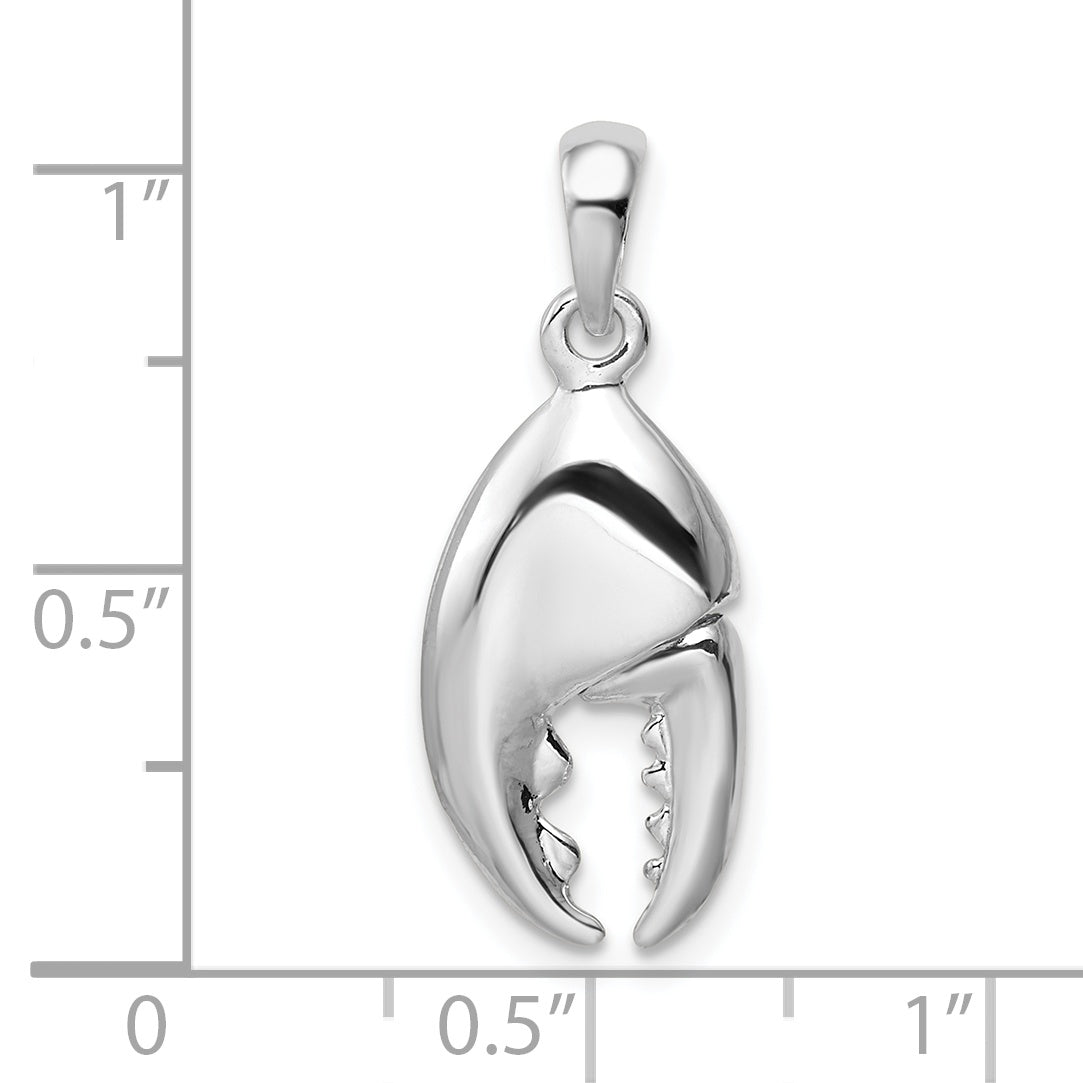 Sterling Silver De-Ani Rhodium-Plated 3D Moveable Lobster Claw Pendant