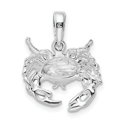 Sterling Silver De-Ani Rhodium-Plated Polished Stone Crab Pendant