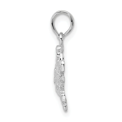 Sterling Silver De-Ani Rhodium-Plated Polished Blue Crab Pendant