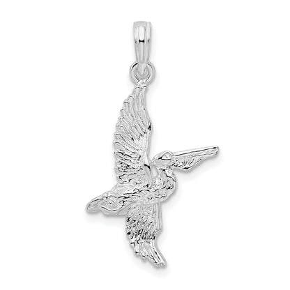 Sterling Silver De-Ani Rhodium-Plated Polished 3D Flying Pelican Pendant