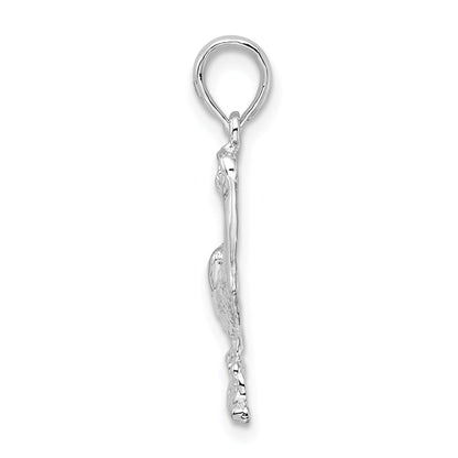Sterling Silver De-Ani Rhodium-Plated Polished Standing Pelican Pendant