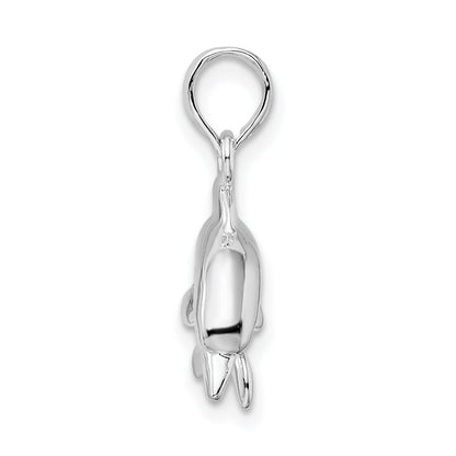 Sterling Silver De-Ani Rhodium-Plated Polished 3D Jumping Dolphin Pendant