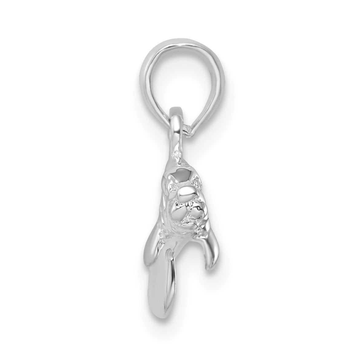 Sterling Silver De-Ani Rhodium-Plated Polished 3D Manatee Pendant