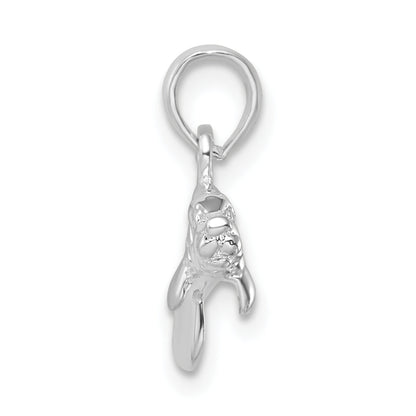 Sterling Silver De-Ani Rhodium-Plated Polished 3D Manatee Pendant