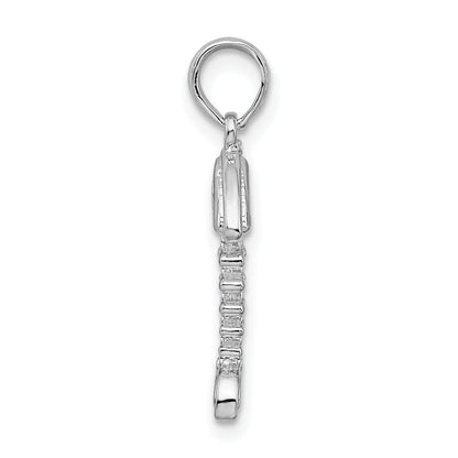 Sterling Silver De-Ani Rhodium-Plated Polished 3D Fishbone Pendant