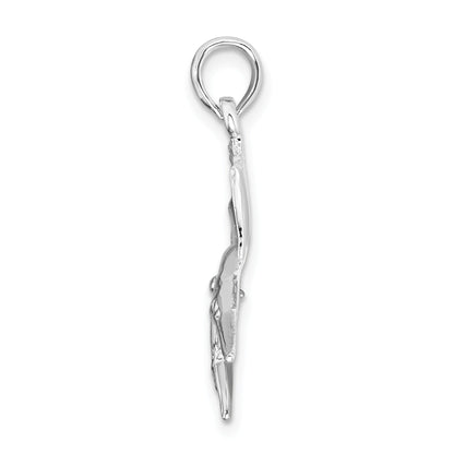 Sterling Silver De-Ani Rhodium-Plated Polished Sailfish Pendant