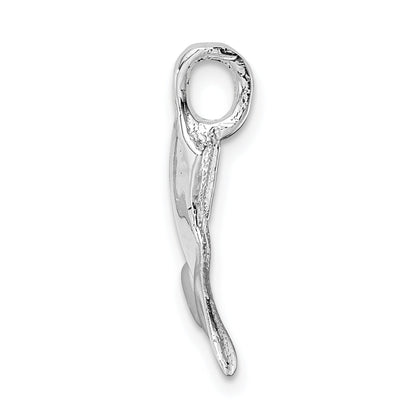 Sterling Silver De-Ani Rhodium-Plated Polished Whale Tail Pendant