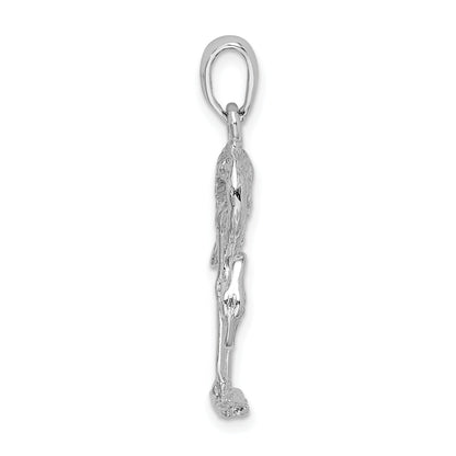 Sterling Silver De-Ani Rhodium-Plated Polished 3D Flamingo Pendant