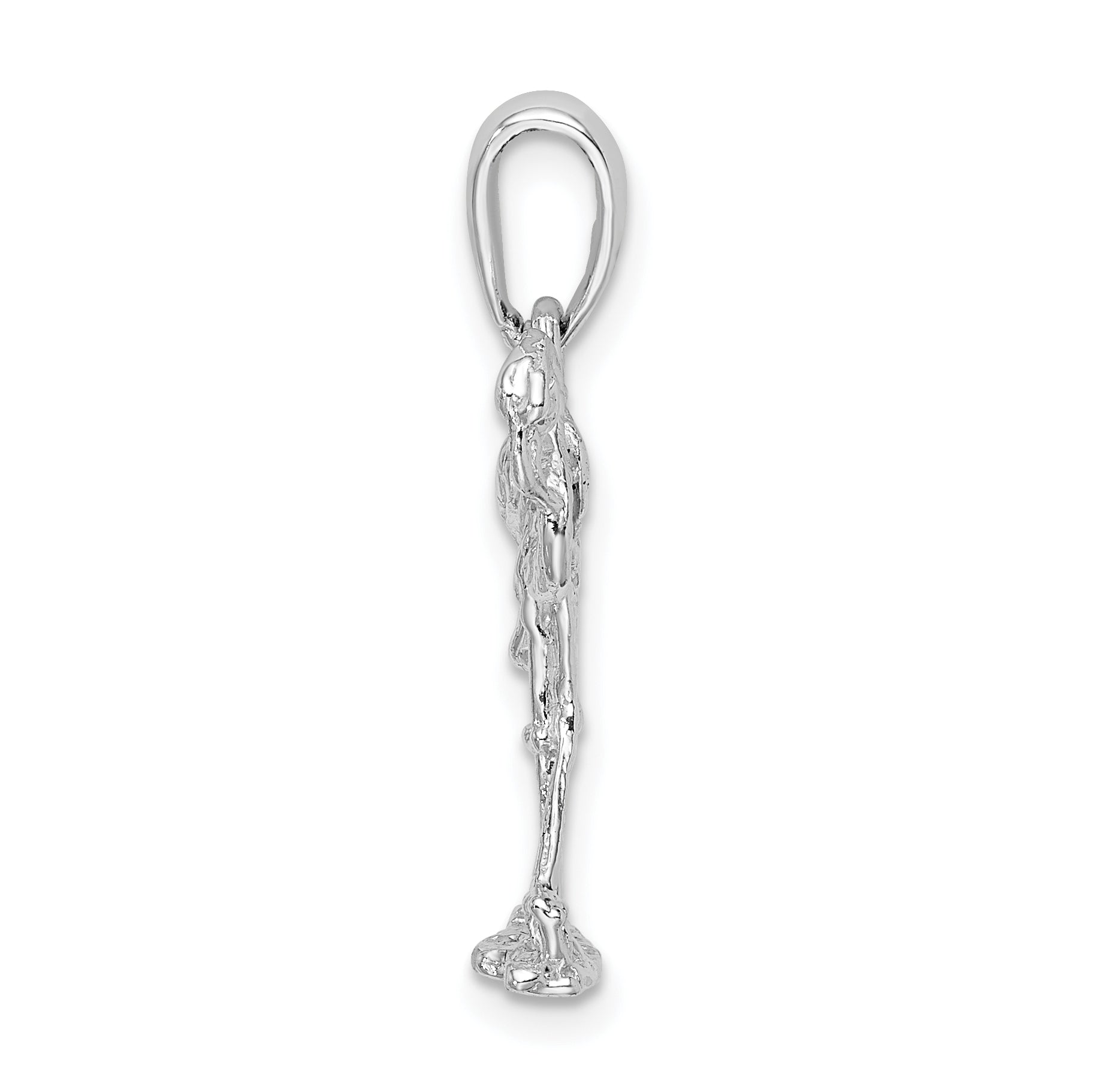 Sterling Silver De-Ani Rhodium-Plated Polished 3D Flamingo Pendant