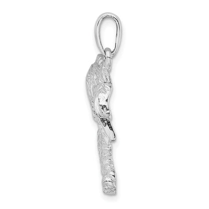 Sterling Silver De-Ani Rhodium-Plated Polished Two Palm Trees Pendant