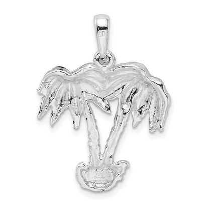 Sterling Silver De-Ani Rhodium-Plated Polished Two Palm Trees Pendant