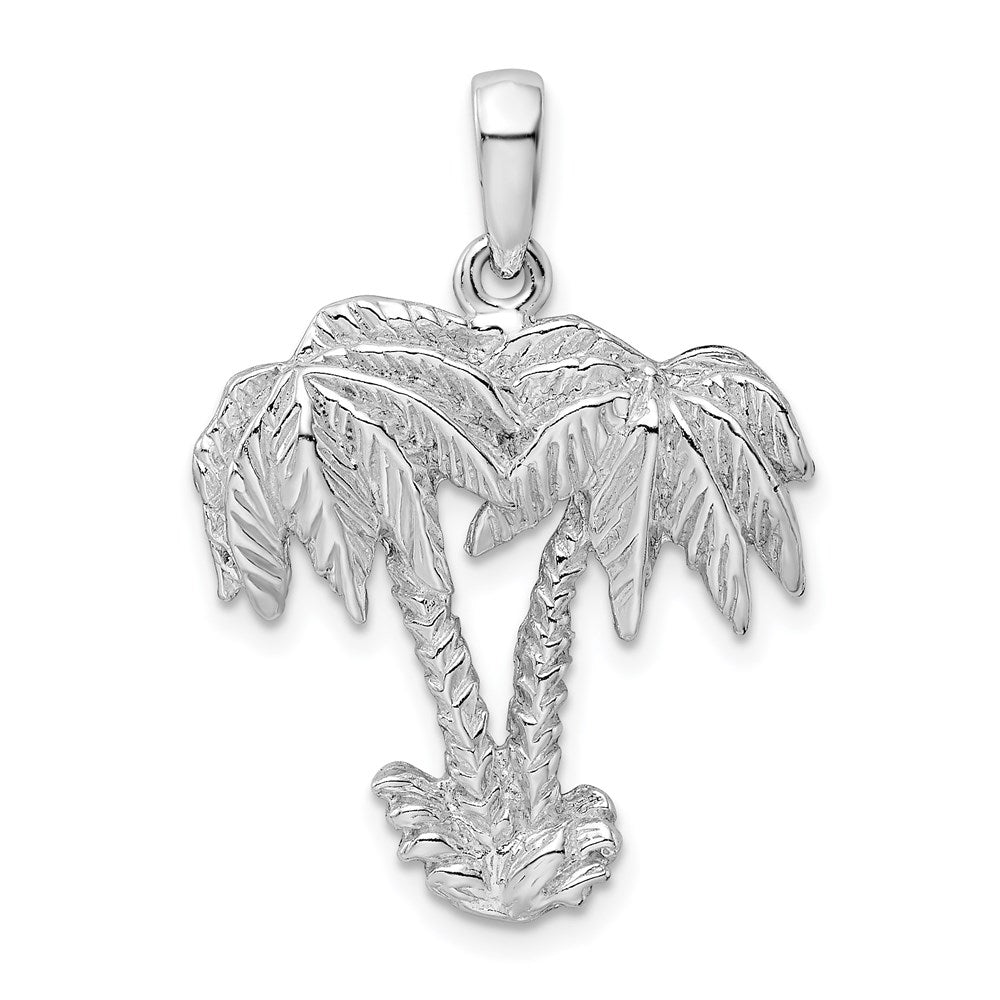 Sterling Silver De-Ani Rhodium-Plated Polished Two Palm Trees Pendant