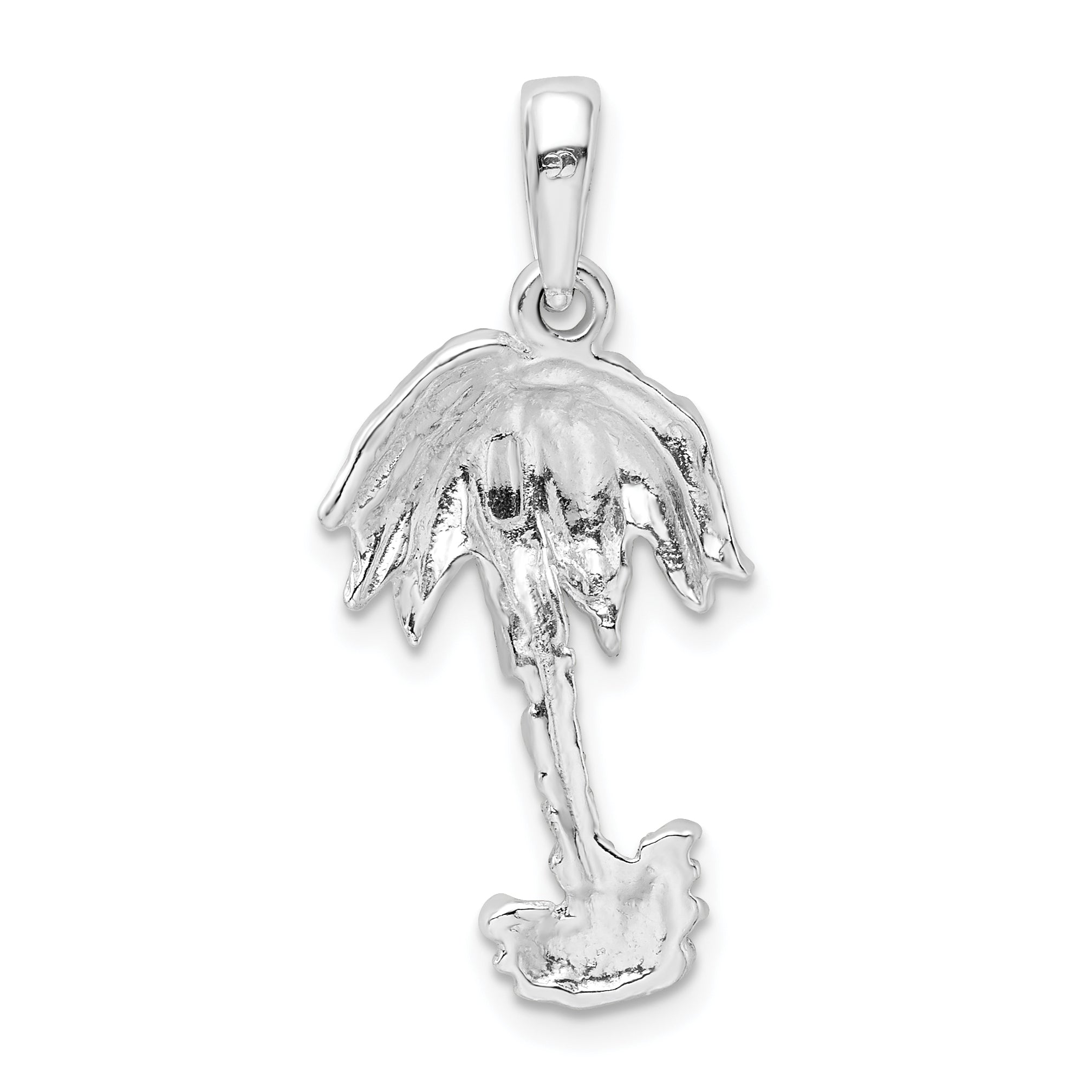 Sterling Silver De-Ani Rhodium-Plated Polished Palm Tree Pendant