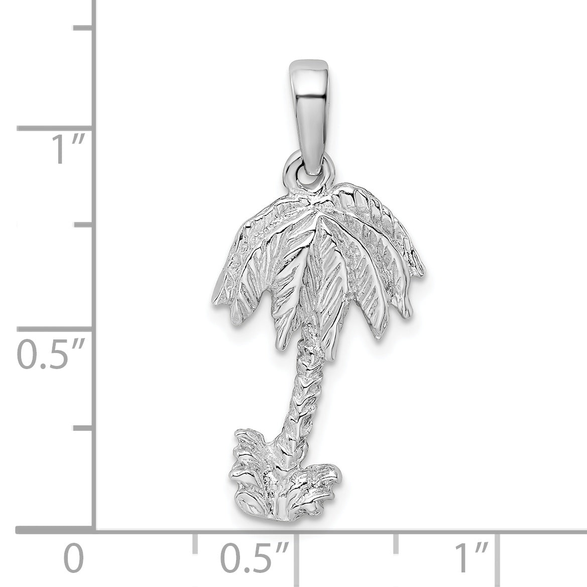 Sterling Silver De-Ani Rhodium-Plated Polished Palm Tree Pendant