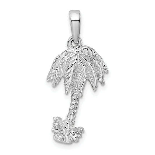 Sterling Silver De-Ani Rhodium-Plated Polished Palm Tree Pendant