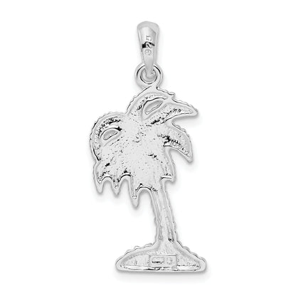 Sterling Silver De-Ani Rhodium-Plated Polished Small Palmetto Tree Pendant