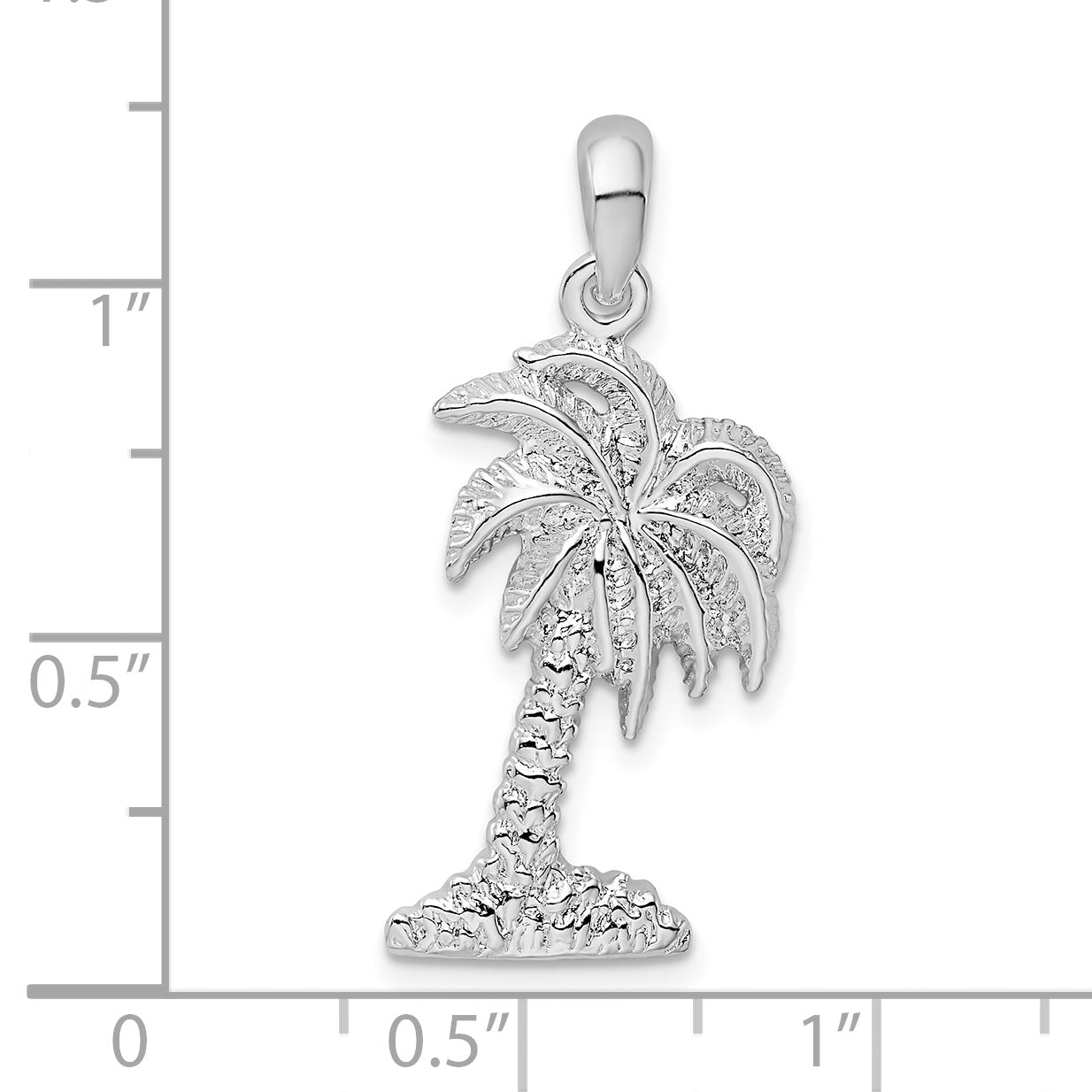 Sterling Silver De-Ani Rhodium-Plated Polished Small Palmetto Tree Pendant