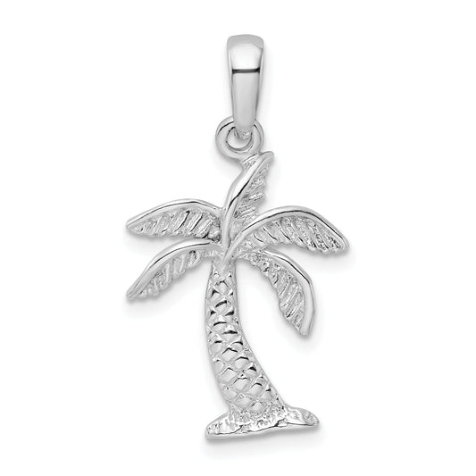 Sterling Silver De-Ani Rhodium-Plated Palm Tree With Textured Trunk Pendant