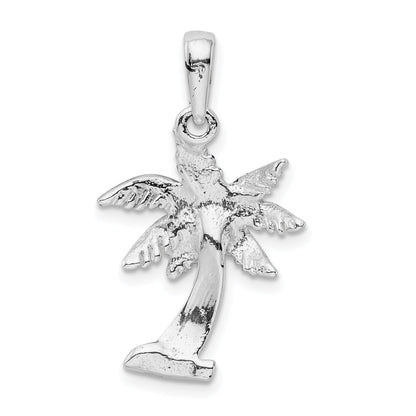 Sterling Silver De-Ani Rhodium-Plated Polished Palm Tree Pendant