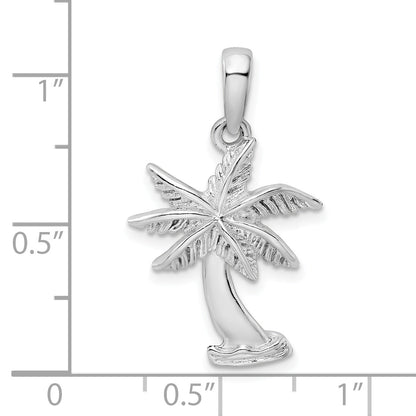 Sterling Silver De-Ani Rhodium-Plated Polished Palm Tree Pendant