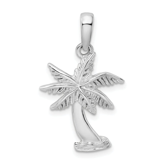 Sterling Silver De-Ani Rhodium-Plated Polished Palm Tree Pendant
