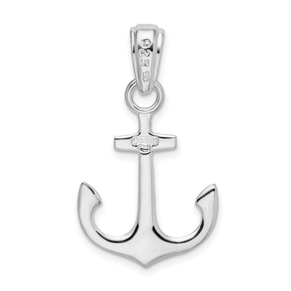 Sterling Silver De-Ani Rhodium-Plated Polished 3D Anchor Pendant