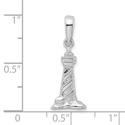 Sterling Silver De-Ani Rhodium-Plated Polished 3D Cape Hatteras Lighthouse Pendant