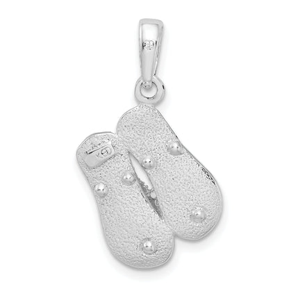 Sterling Silver De-Ani Rhodium-Plated Polished 3D Flip-Flops Pendant