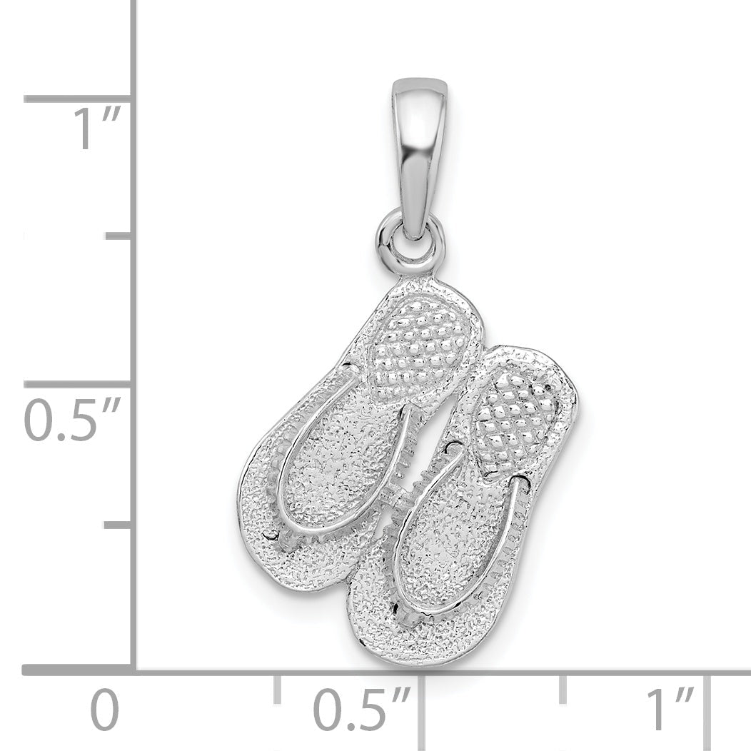 Sterling Silver De-Ani Rhodium-Plated Polished 3D Flip-Flops Pendant
