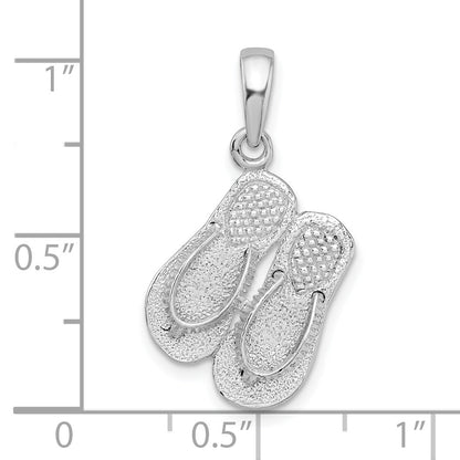 Sterling Silver De-Ani Rhodium-Plated Polished 3D Flip-Flops Pendant