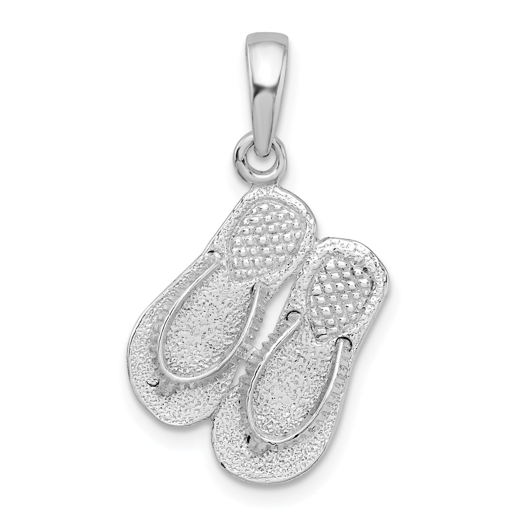 Sterling Silver De-Ani Rhodium-Plated Polished 3D Flip-Flops Pendant