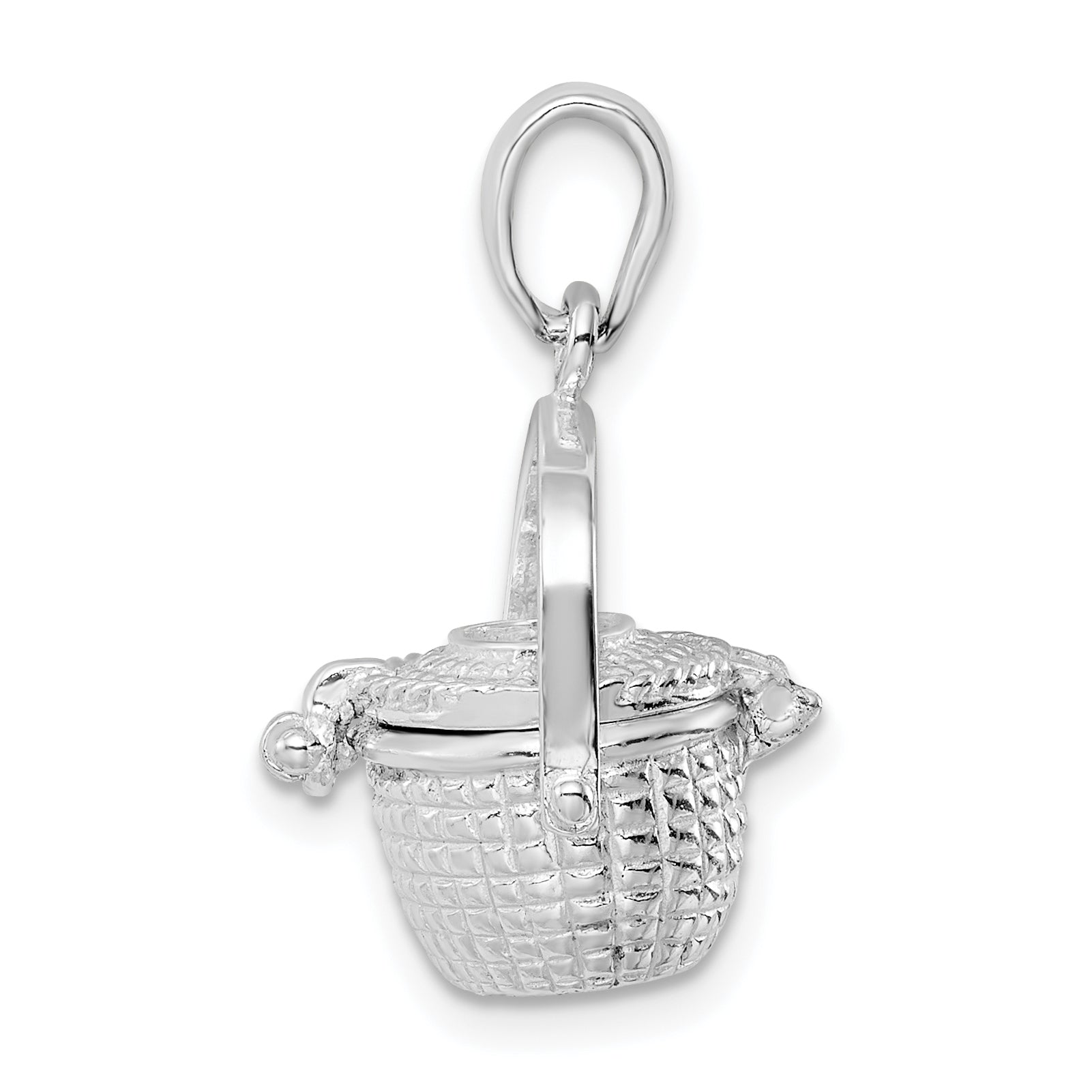 Sterling Silver De-Ani Rhodium-Plated 3D Moveable Large Nantucket Basket Pendant