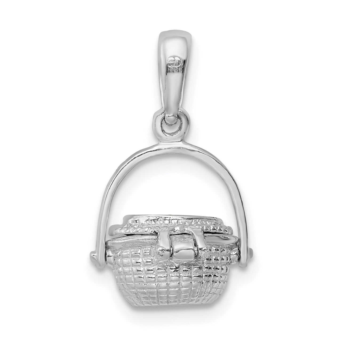 Sterling Silver De-Ani Rhodium-Plated 3D Moveable Nantucket Basket Pendant
