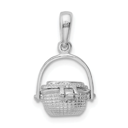 Sterling Silver De-Ani Rhodium-Plated 3D Moveable Nantucket Basket Pendant