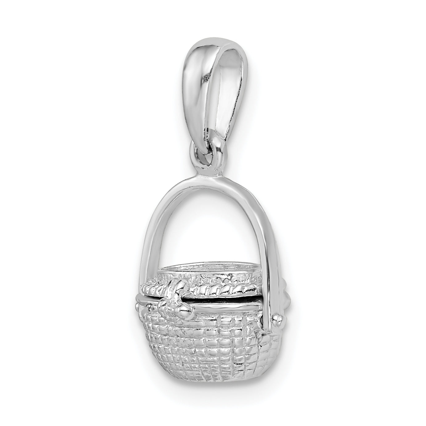 Sterling Silver De-Ani Rhodium-Plated 3D Moveable Nantucket Basket Pendant