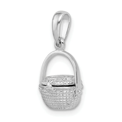Sterling Silver De-Ani Rhodium-Plated 3D Moveable Nantucket Basket Pendant